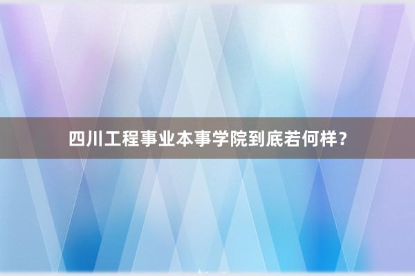 四川工程事业本事学院到底若何样？